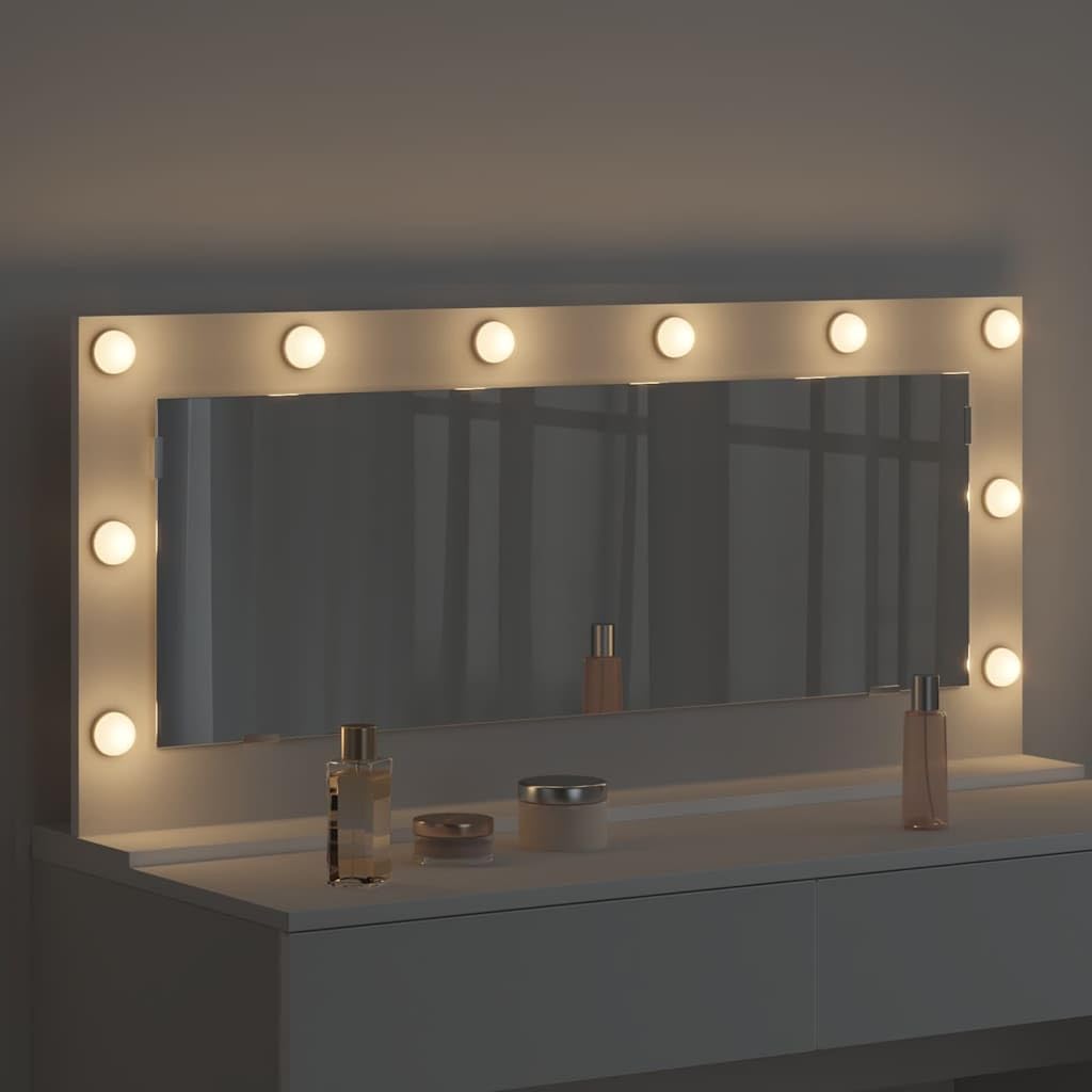 Espejo para lavabo (ángulo recto, 100 x 45 x 18 cm, con iluminación LED