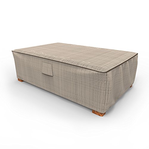 budge platinum - Budge P5A36PM1 English Garden Patio Ottoman/Coffee Table Cover Heavy Duty and Waterproof, Large, Two-Tone Tan