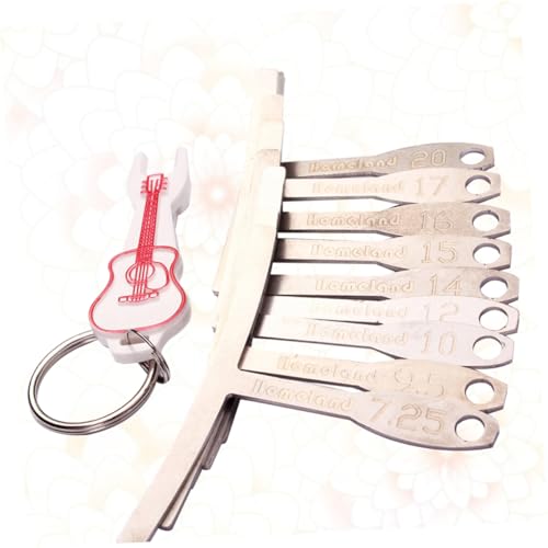 HEMOTON Medidor De Radio De Guitarra De Metal 10 Piezas (9 Tamaños Con Llavero Incluido), Herramienta Profesional De Luthier Para Calibrar Radio Del Diapasón y Puente Guitarras Acústicas y Eléctricas