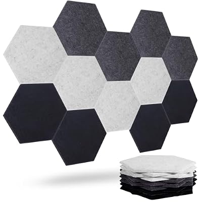 Acoustic Panels, Magrowill 12-Pack Soundproof Wall Panels 14 X 12 X 0.4 Inches, Sound Absorbing Panels with Full Self-Adhesive, Interior Wall Decor Felt Tiles Board