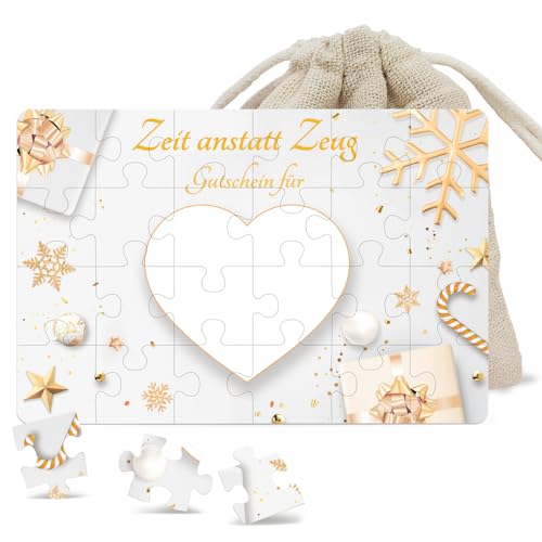 Luckeey Gutschein Puzzle 24-teilig | Zeit statt Zeug Gutscheine zum Selber Ausfüllen | Gutschein Verpackung, Gutscheinkarte, Geburtstagskarte, Gutscheine Weihnachten | Geschenke für Frauen Männer