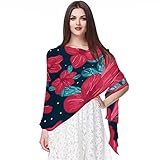 Bufanda de gasa ligera, suave, transparente, larga, para todas las estaciones, patrón de flores rojas florecientes, Varios colores