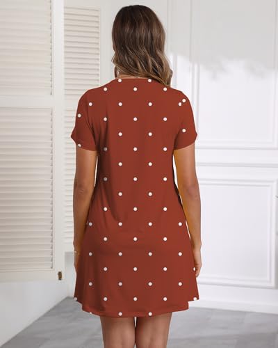 Image of COSSEN Women's Casual T Shirt Dress V-Neck Short Sleeves Swing Dresses Birthday Party Summer Travel Beach with Pocket