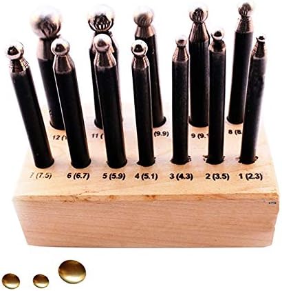 Dapping Punch Set 12 Pieces with Wooden Stand Jewelry Metalsmiths Metal Tool
