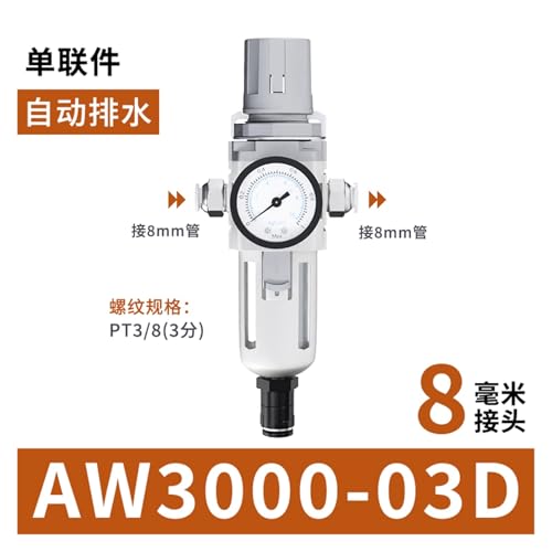 Filtro reductor de presión de aire para compresor modelo AW3000 con drenaje 2