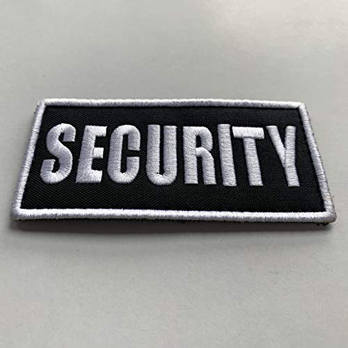 uuKen Small Embroidered 4x2 inch White Boarder Security Guard Officer Patch 2 Pieces as Pack Set Bundle for Tactical Vest Uniform Clothing Bags Backpacks (White Boarder, 4\"x2\")