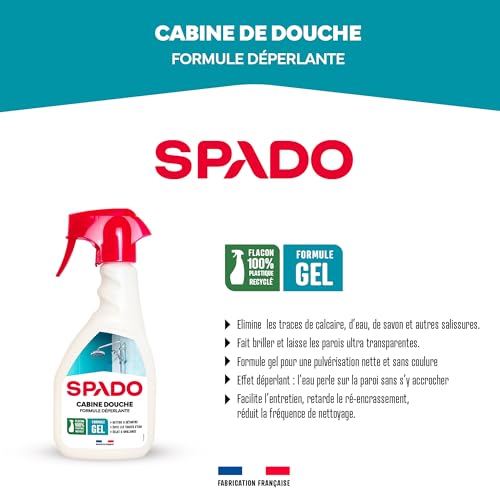 Nettoyant détartrant cabine douche Spado - Formule déperlante - Éclat et brillance - 500 ML