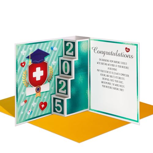 FLYAB Nurse Graduation Card with Envelope- 2025 Nurse Thank You Card Occupational RN Medical School Nursing Graduation Gifts for Graduates Her Him Men Women