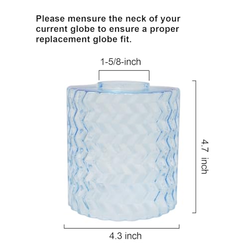 Image of 3 Pcs Blue Ripple Fitter Opening Lighting Fixture Replacements, E26 Base 1-5 /8 Inch Fitter Glass Shades Cover for Ceiling Fan Wall Light and Pendant Light