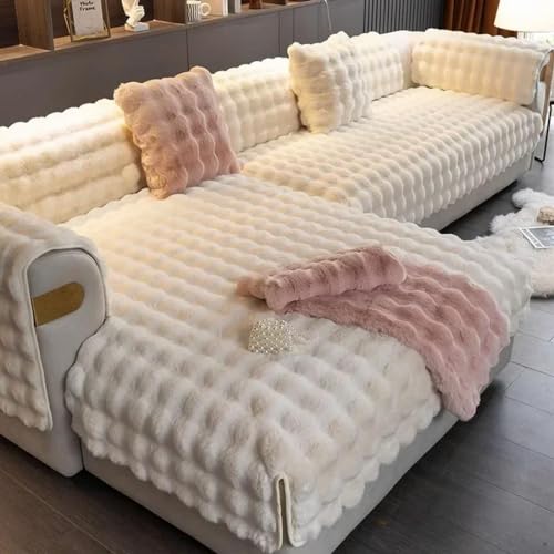 Funda de sofá de invierno de felpa beige de 90x160cm protector para salón 3