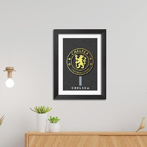 Image of TenorArts Chelsea Poster 3D Golden Leather Textured Logo Laminated Photo Frame Painting with Matt Finish Black Textures(12 inches x 9inches)