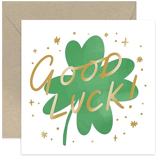 Old English Co. Good Luck Card - Monochrome Design For New Job, Travel, Exams