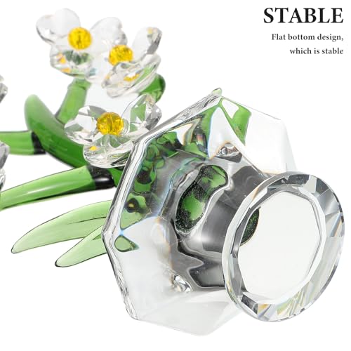 Figurine d'orchidée en cristal blanc avec base stable - 4