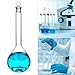 QWORK 500ml Volumetric Flask with Glass Penny Stoppers, Borosilicate Glass Precision Laboratory Measuring Glassware