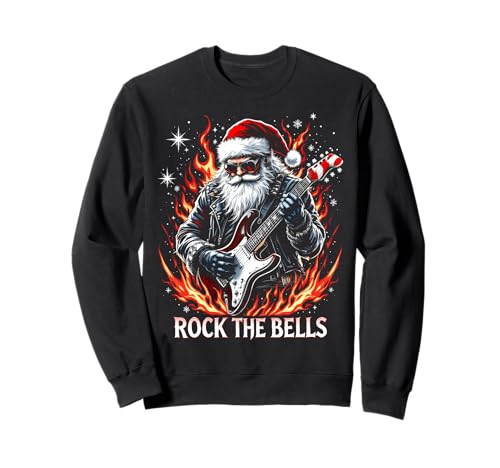 Christmas Rocker Rock The Bells Santa Guitariste Sweatshirt