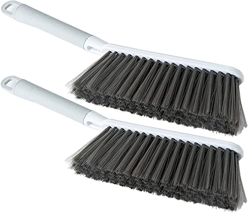 Image of Soft Cleaning Brush Hand Broom for Car /Bed /Couch /Draft /Garden /Furniture /Clothes Bedspread Carpet Cleaning Brush, Hotel Family Trip Easy Use for Showers, Bathtubs,Kitchens White (Pack of 2)