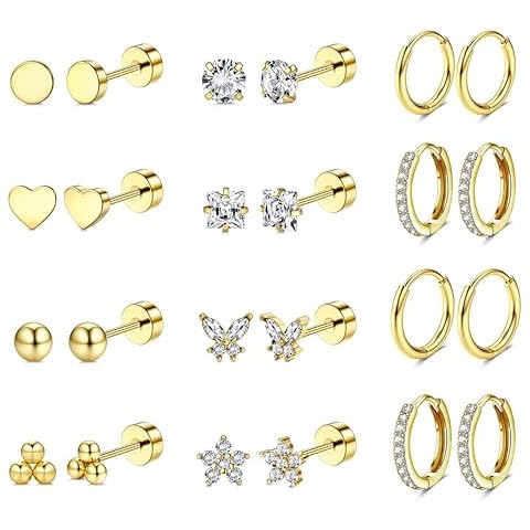 Diamday Hypoallergenic Gold Earrings Set Cover