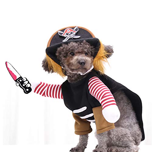NACOCO Dog Halloween Pirate Costume Pet Birthday Party Cosplay Clothes Cat Outfits Small to Large Dog(M)