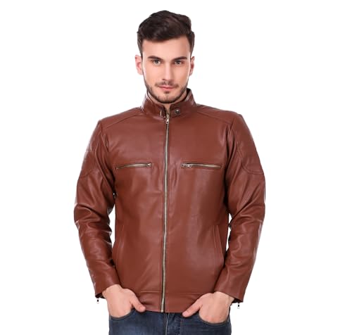 Image of Leather Retail Men's Solid Biker Jacket