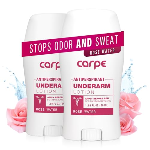 Carpe Clinical Strength Underarm Antiperspirant for Women with Rose Water scent, Combat excessive sweating Stay fresh and dry, Great for hyperhidrosis (Pack of 2)