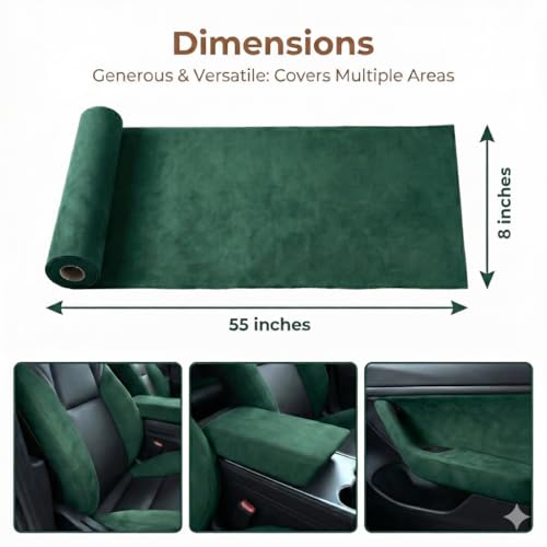 Image of Suede Fabric Wrap - Self Adhesive Film Sticker 8 x 55 Inches Silky Decal Sheet for Car Interior Furniture Upholstery DIY Elastic Stretch Peel and Stick Dark Green
