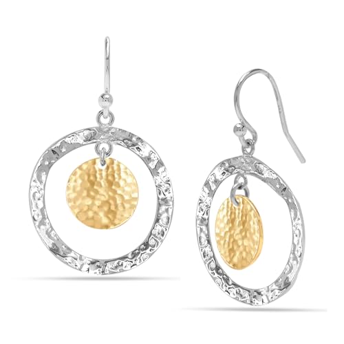LeCalla 925 Sterling Silver Hammered Earrings for Women | Handmade Hammered Drop & Dangle Earrings Jewelry | Women's Silver Textured Statement Earrings for All Occasions