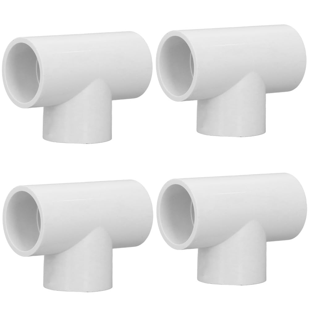 4 Pcs 1/2Inch 3ways PVC Fitting Assortment Kit, White Plumbing Connectors for Water Pipe, Hydroponic, DIY Sprinkler System Indoor Wire pipe