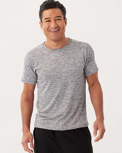 Men's Quick Dry Fit Dri-Fit Short Sleeve Active Wear Training Athletic Essentials Crew T-Shirt Fitness Gym Wicking Tee Workout Casual Sports Running Tennis Exercise Undershirt Top - 5 Pack,Set 1-XL — view 7