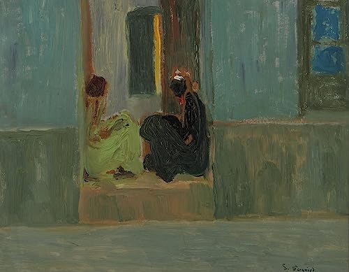Peinture murale abstraite pour salon chic inspirée de Pedro Figari en toile 60x90cm