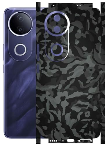 Image of AtOdds - Full Body Back Screen Guard Protector Film - 3D Textured Lamination Wrap Skin Sticker Compatible with VIVO T4R (5G) | Scratchproof Matte Finish (Design - Black Camo)