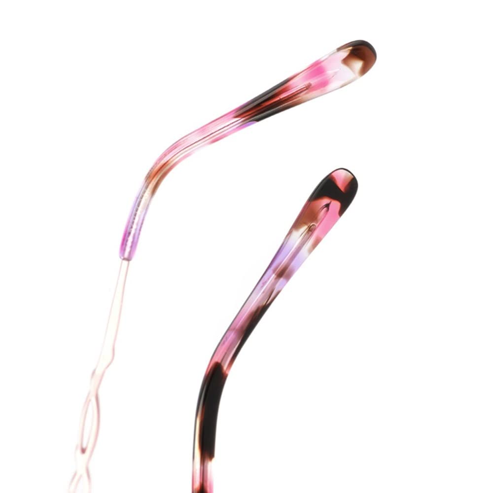 FREAZE +3.0 Rot Halber Rahmen Brille Lesehilfe Mode Damen Lesebrillen Gleitsichtbrille Mit Federscharnier Metallrahmen(Kratzfest) (Color : Silver, Size : +2.5)