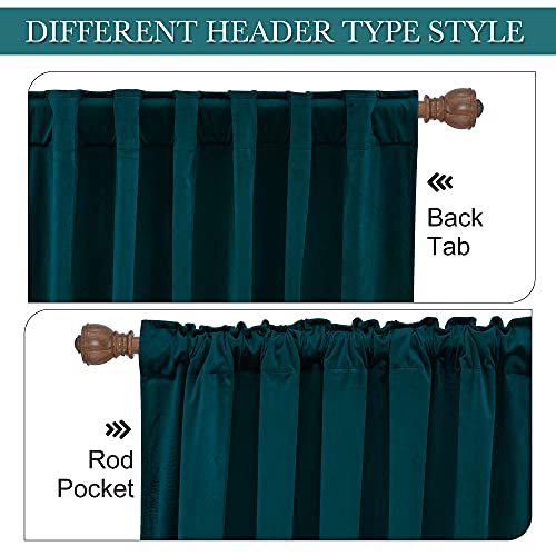 Ryb Home Velvet Curtains 108 Inches 2 Panels Set - Super Soft Durable Window Drapes Room Darkening Energy Smart Back Tap For Apartment Villa Room Backdrops, Peacock Blue, W52 X L108 Inches, 2 Panels #TOP2