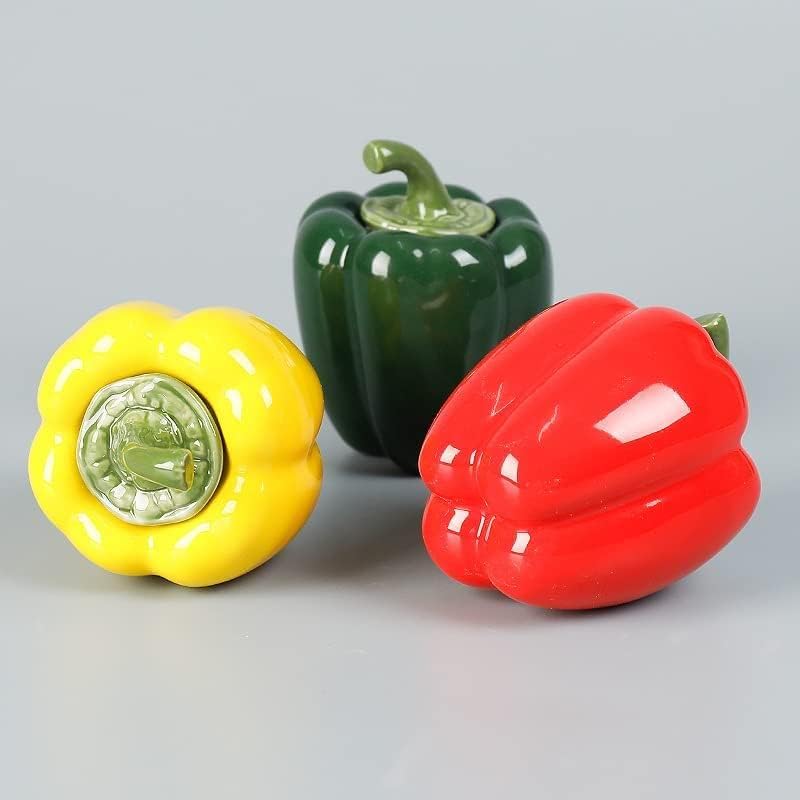 Ceramic Sugar Bowl Pepper Shape Container Candy Dish Food Storage Jar with Lid