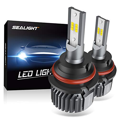 SEALIGHT 9007 HB5 LED Headlight Bulbs, Fanless 6000K White, Easy Installation, High Low beam, Halogen Replacement, CSP Chips
