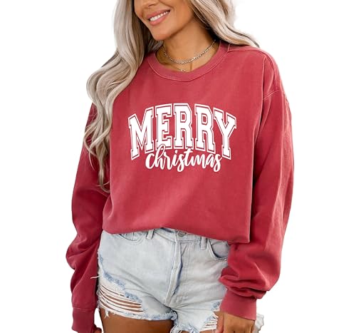 Comfort Colors Merry Christmas Sweatshirt, Christmas Sweater, Holiday Sweatshirt, Merry and Bright, Christmas Party, Winter Shirt