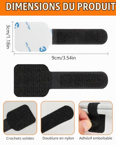 Acual 50 PCS Gestion des Câbles sous Bureau, Attache Câble Autocollantes – vue 2
