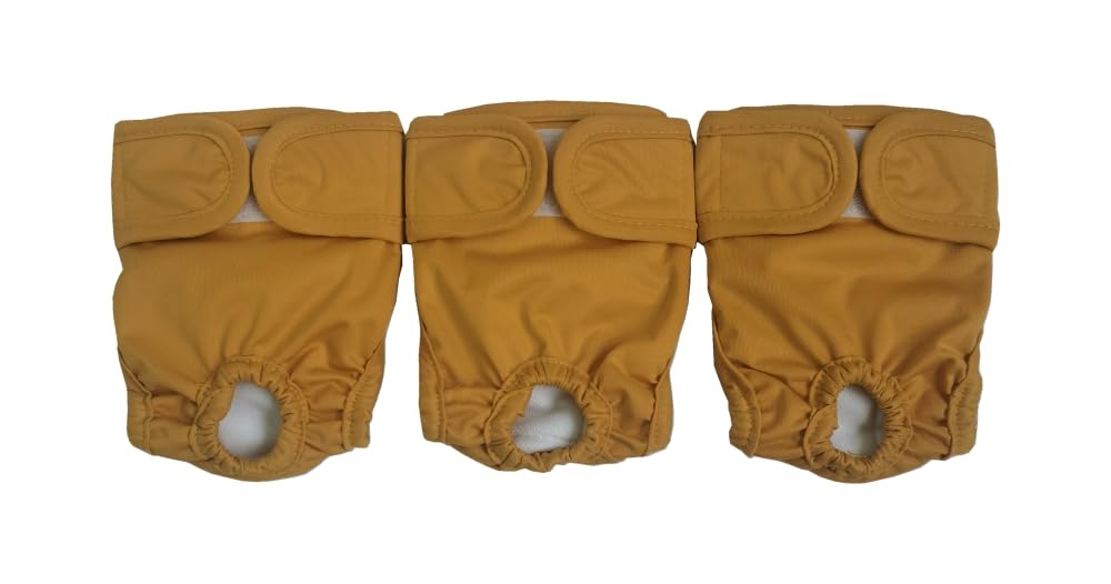 JUTESK Washable Female Dog Diapers (3pack) of Durable Doggie Diapers (Yellow, XS, 3, count)