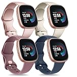 4 PACK Bands Compatible with Fitbit Versa 4 / Versa 3 Bands/Fitbit Sense 2/ Sense Bands Women Men, Classic Soft Straps for Fitbit Versa 4 / Versa 3 /Sense 2 / Sense Smart Watch (Small,4 Pack L)
