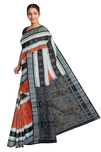Image of Sambalpuri Cotton Saree of Odisha Ikkat Orissa Traditional Handloom Sari | Bomkai | Pata | Nuapatana | Sambalpuri Saree | Khandua Patta Sare | Without Blouse JH925