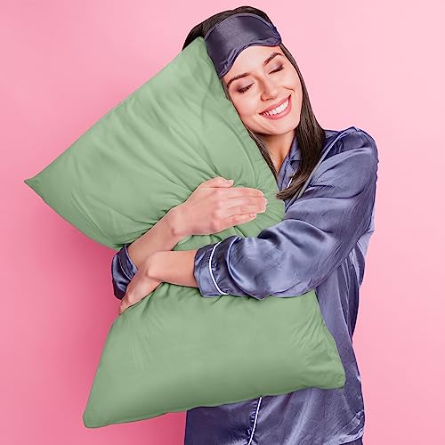 Utopia Bedding Waterproof Pillow Protectors Zippered Standard Size (2 Pack, Sage), Zippered Pillowcases, Bed Bug Proof Pillow Encasement Covers 20 x 26 Inches