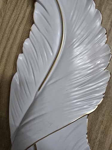 Image of UJALAVISTA Feather Shape Wall Lamp | 65cm Acrylic Fancy Wall Light | 3-Color LED (Warm /Natural /Cool) | Modern Decorative Wall Sconce for Living Room & Bedroom (White Feather) (2, White)