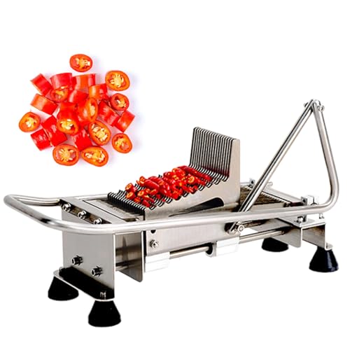 ZXCVBNMQ Picador de Pimientos Rojos Comercial, Picador de Verduras Comercial de 5 mm con Cuchillas de Acero Inoxidable para Picar Cebollinos/Cebollas