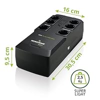 Tecnoware Power Systems UPS 800VA für PC/Modem, NICHT für Gaming/Konsole, ERA PLUS STRIP, 6 Schuko, Software, Schutz Stromausfall und Spannungsschwankungen für PC, Modem, Videoüberwachung, Kasse, NAS – Ansicht 3