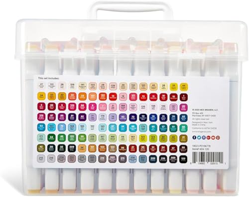 KINGART PRO Double-Ended Alcohol Ink Art Markers, 120 COLORS, Fine Point & Chisel Tips, Permanent with Superior Blendability, Includes Plastic Case. 120 Pc. by KINGART - Image 7