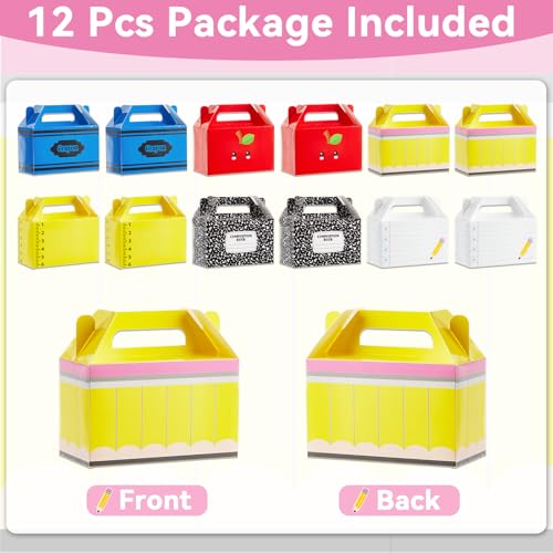 24Pcs Back to School Gift Boxes First Day of School Party Treat Boxes Pencil Crayon Apple Goodie Candy Box Teacher Appreciation Party Favor for Student Preschool Kindergarten Classroom Decorations