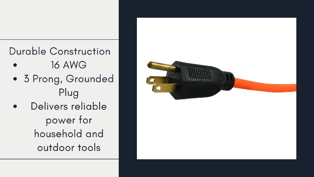 Three Conductor Grounded Orange Cord - 125V 16/3 x 25ft - Amazon.com