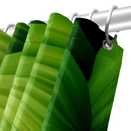 Rideau de douche imperméable feuilles tropicales vertes 168x183 cm - 6
