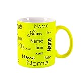 lego tasse gelb Volumen: 300 ml Herz & Heim® Neon Tasse mit Namen - Farbe Gelb - Aufdruck des Namens in verschiedenen Schriftarten