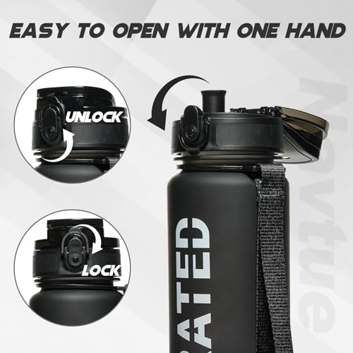 Image of Water Bottle 32 oz Motivational Time Marker Tritan Bottle