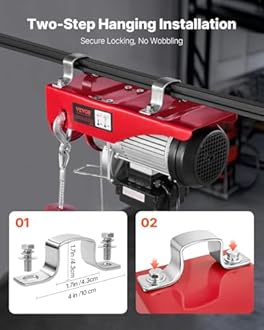 VEVOR Electric Hoist, 2200 lbs 120V Electric Winch with 328 ft Wireless & 14 ft Wired Remote Control, 40 ft Single Cable Lifting Height, Single/Double Slings, Lift Hoist for Garage Warehouse Factory